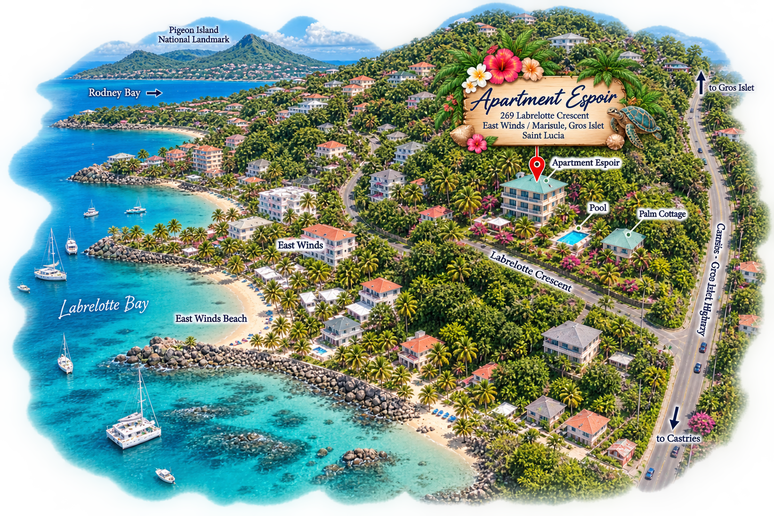 Apartment Espoir location map of Saint Lucia